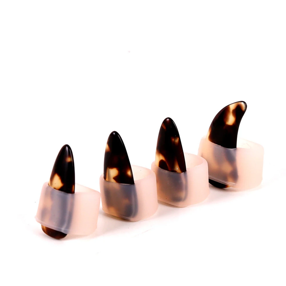 Description Picture 3 of item4 Pcs Guzheng Nail Cover Guzheng Finger Picks Practice Accessories Size S/M/L For Right Hand Or Left Hand Silicone Protective