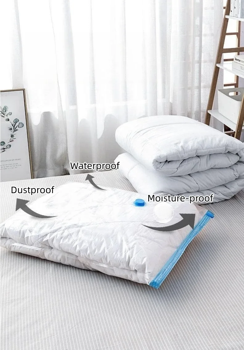 Description Picture 4 of item3-5PCS Vacuum Bag and Pump Cover for Clothes Storing Large Plastic Compression Empty Bag Travel Accessories Storage Container