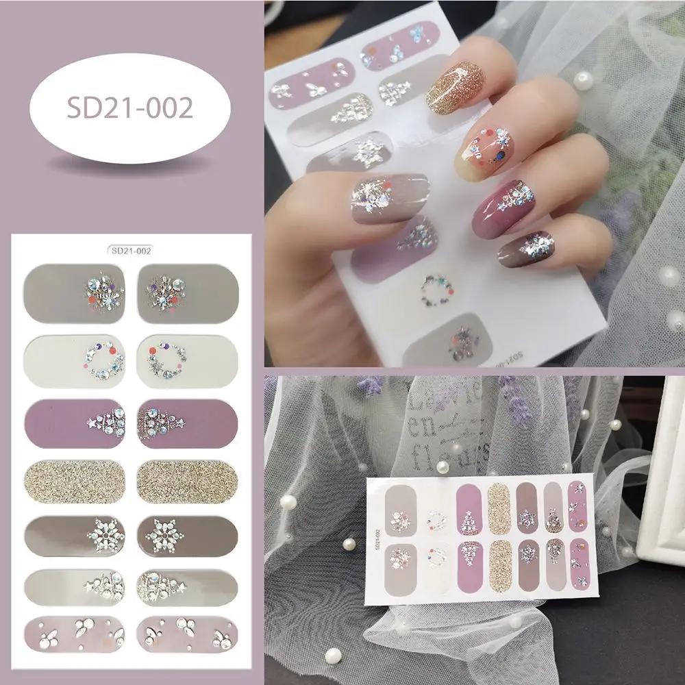 

Art Decorations Glitter Powder Flower Nail Patch Nail Adhesive Decals Nail Strips 3D Nail Art Stickers Full Cover Nail Wraps