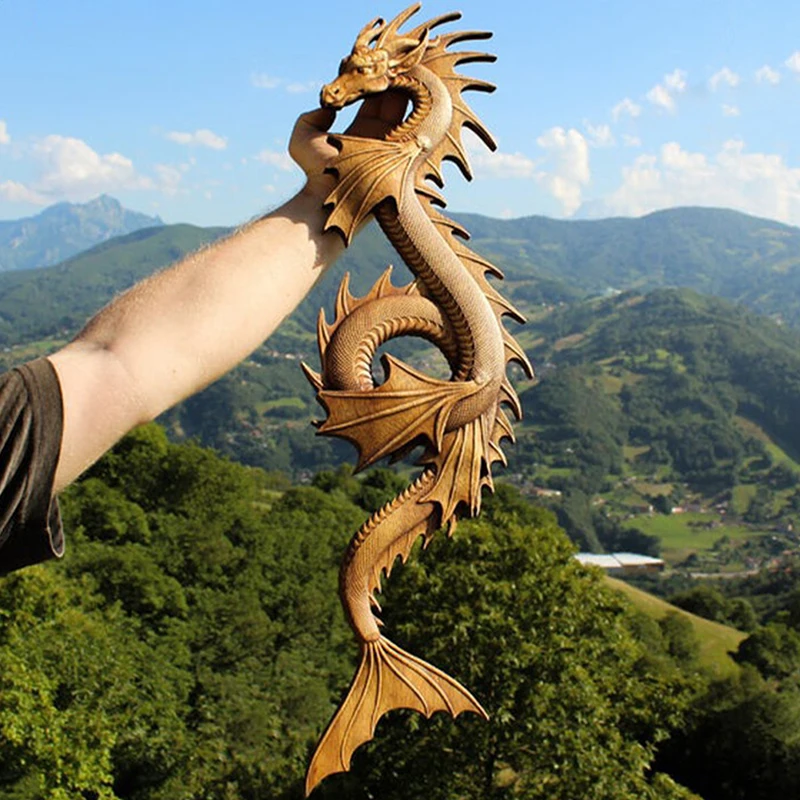 Resin Dragon Statues Dragon Figures Art Garden Decoration Fantasy Animal Sculptures Ornaments For Patio Front Lawn Garden Decor 3