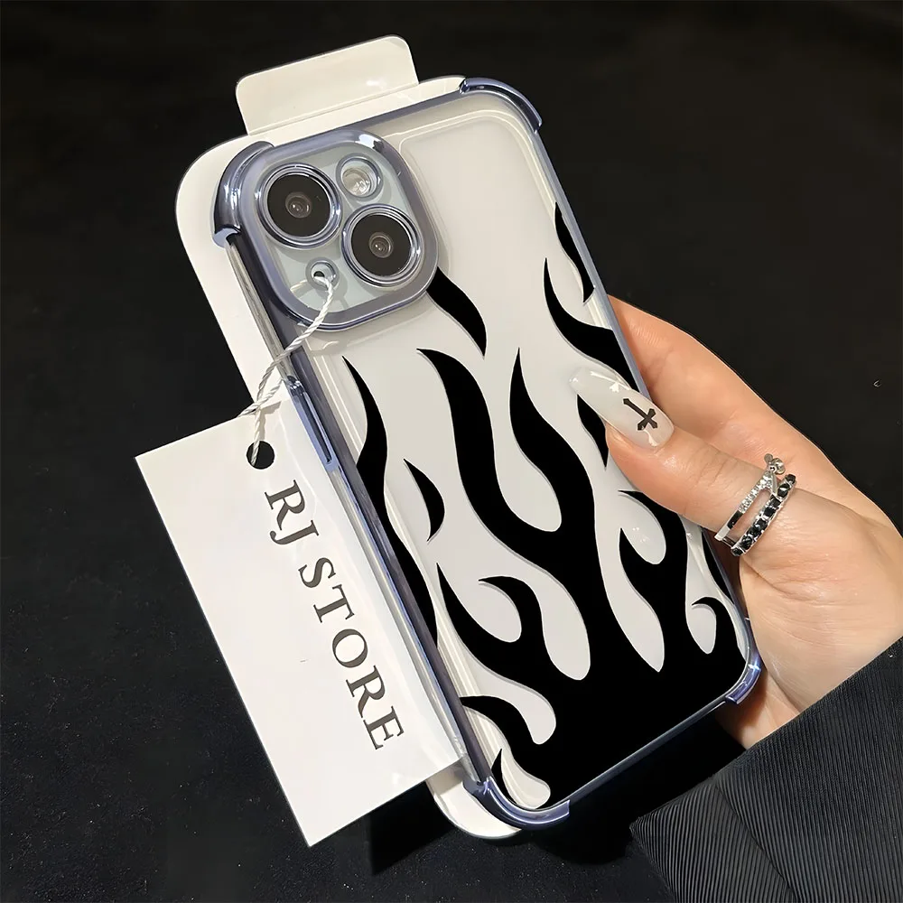 Creative Fashion Flame Fire Plating Phone Case with Airbag Cover