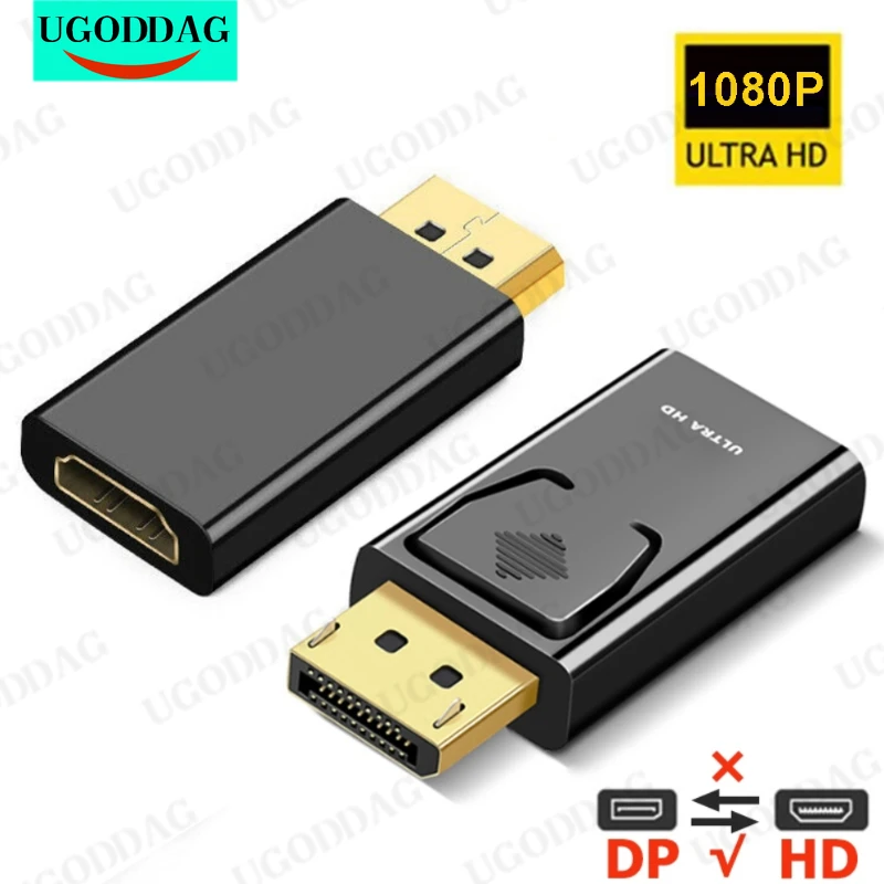 Displayport to HDMI Adapter Audio Video Cable 1080P DP to HDMI Male to Female for PC TV Laptop Projector