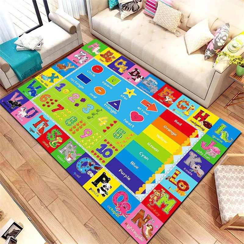 Play Rug Playroom Floor Mat Alphabet Numbers Animals Educational Area Crawling Rugs Room Classroom Nursery BedRoom Decor Carpet 2