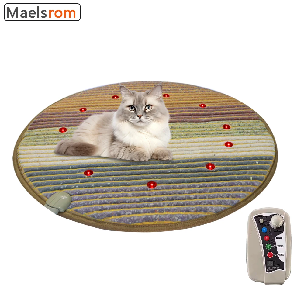 100CM Round Far Infrared Therapy Heated Mat PEMF Photon Amethyst Yoga Heating Mattress Seven-color Stone Pads For Physiotherapy 220v blanket heated electric mattress thicken thermostat electric blankets security electric heating blanket warm heated plaid