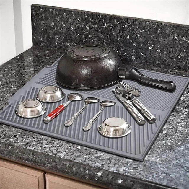Szilikon Edény Szárító Szőnyeg Nagy Csatornás Hőálló Pult Felső Étkészlet Asztal Párna Nem Csúszás Placemat Leeresztő Szerszám - Image 5