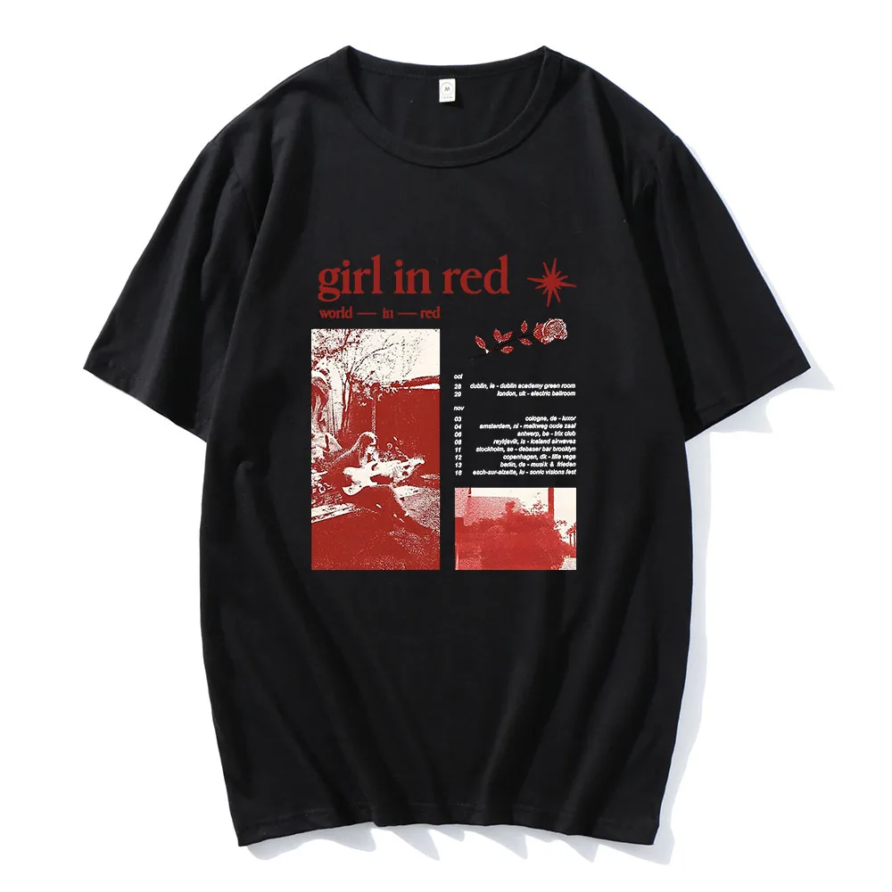 Singer Girl in Red T-shirts Casual Comfortable Cotton Women Tee-shirt Hip Hop Streetwear Summer O-neck High Quality Tshirts Tees 5