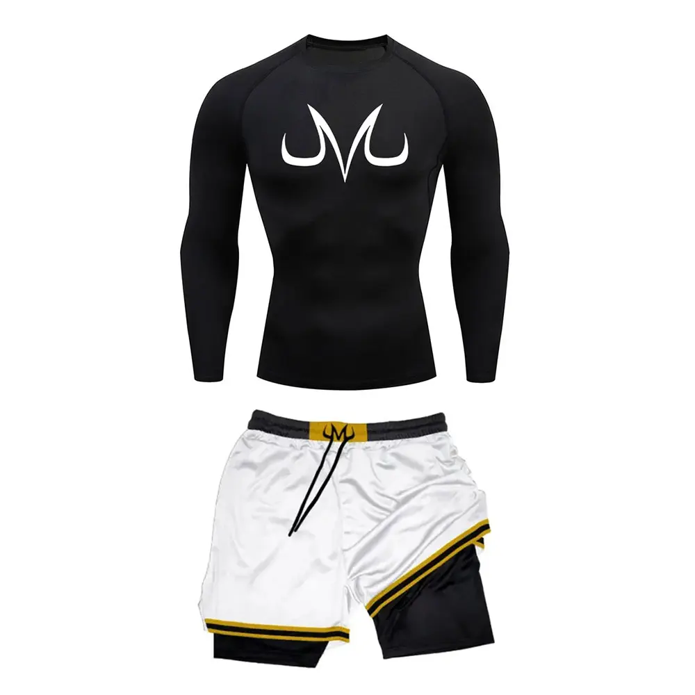 Men's Running Tracksuit Anime Print Training Fitness Sportswear Set Compression Leggings Sport Gym Performance Shorts Rash Guard elastic shorts,sports shorts,sports suit,sports leggings