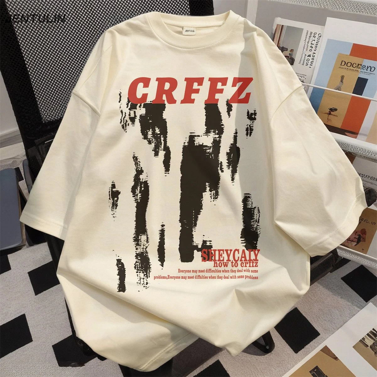 

Harajuku Oversized Men Clothes Short Sleeve Letter Shadow Graphic Print Tshirt Streetwear Casual Cotton Tops Hip Hop Fashion Tee