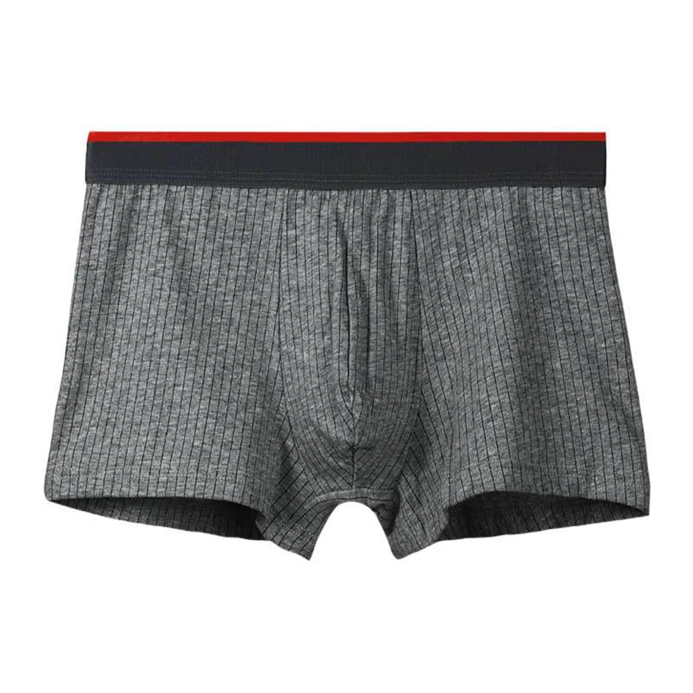 

Men Cotton Comfortable Boxer Briefs Striped High Stretch Underpants Sexy Convex Pouch Panties Breathable Soft Shorts Underwear