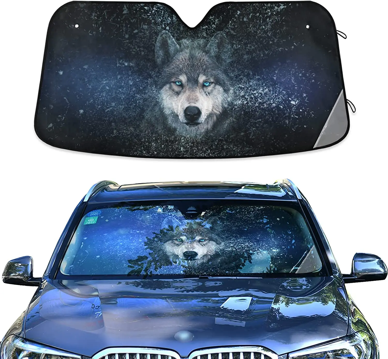 

Car Sun Shade Wolf Windshield Sunshade Protector for Car SUV Front Window 55*27.6inch