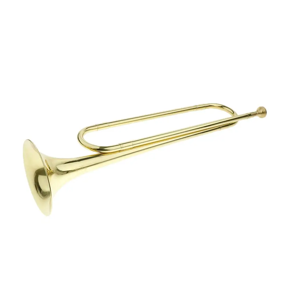 Brass Blowing horn, B Key, Golden, Loud Sound, with Flag Gloves