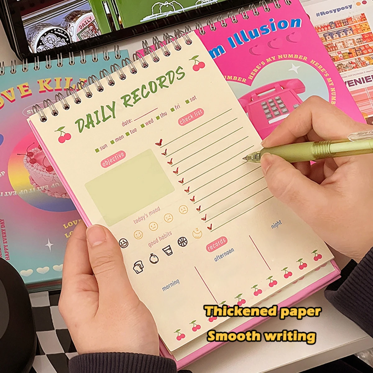 schedule notebook,notebook diary journal,notebook diary Daily/Weekly Coil Planner 120 Sheets Agenda Diary Supplies Study School Supplies for Students Back to School