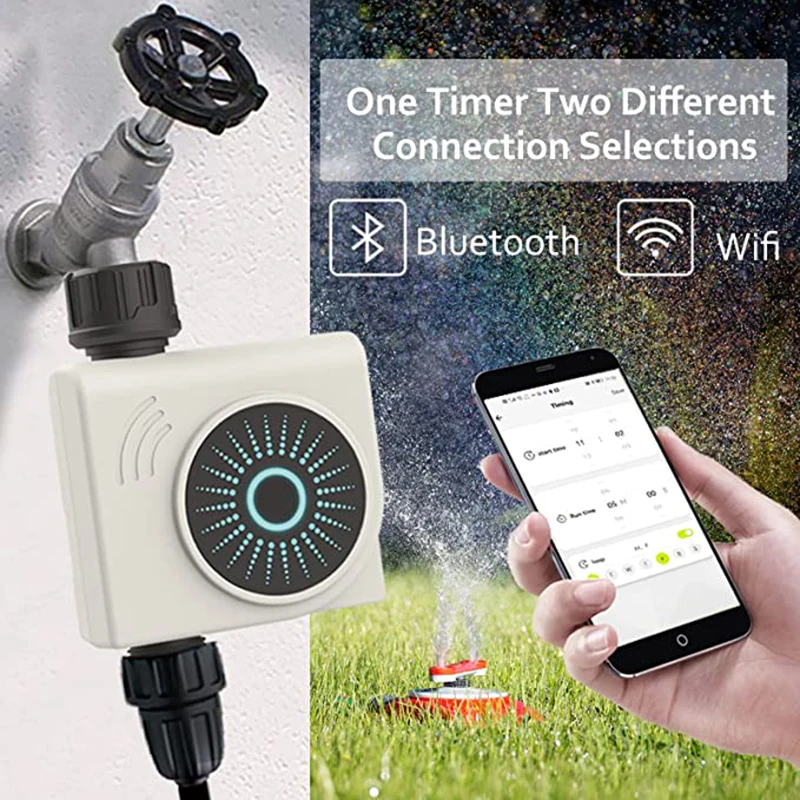 Automatic Remote Water Timer Bluetooth Wifi Garden Irrigation Timer Smart Faucet Irrigation Controller Via Smartphone Control