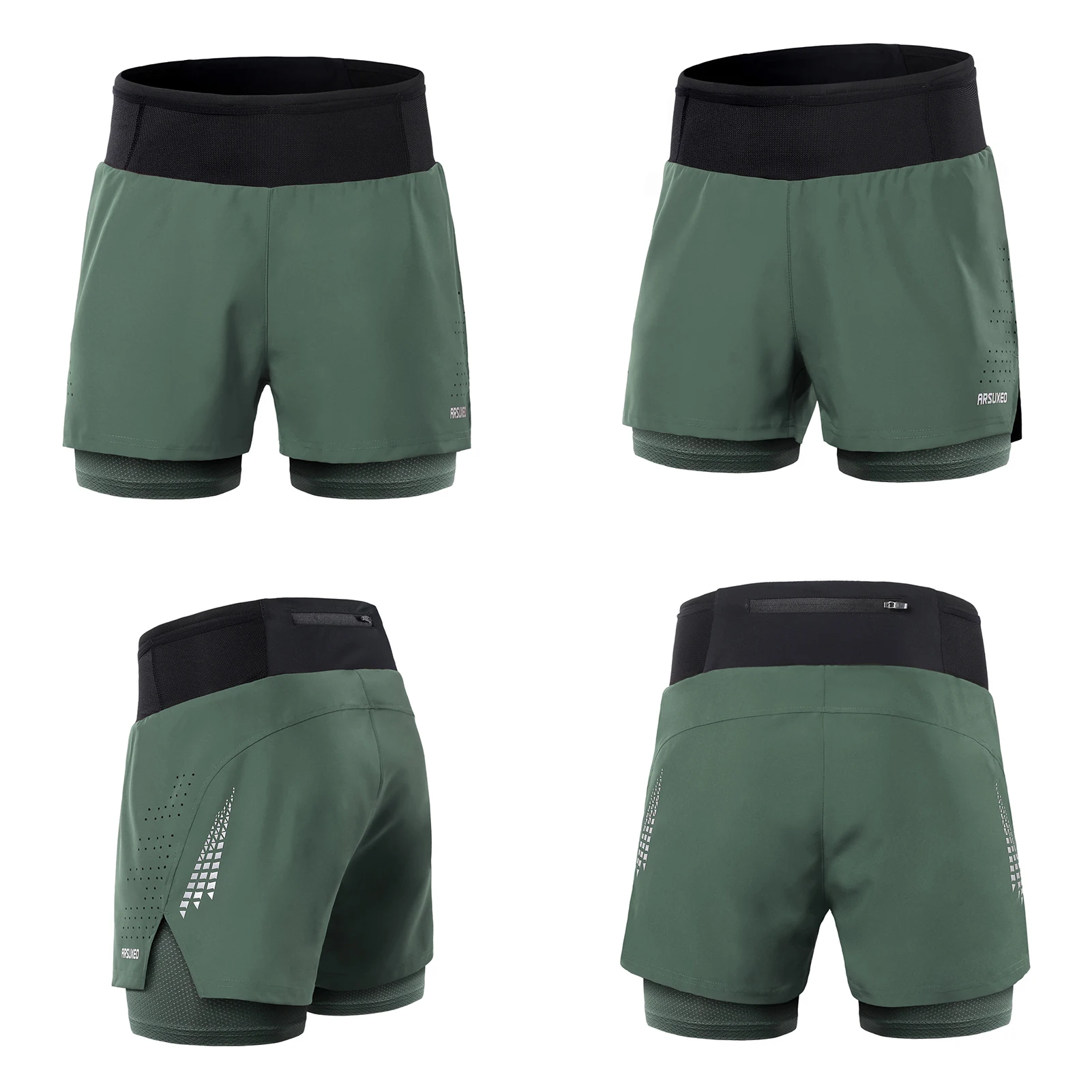 Arsuxeo Men 2 in 1 Running Shorts High Waist Athletic Shorts Sport Shorts Workout Shorts with Pockets for Gym Jogging Tennis 2