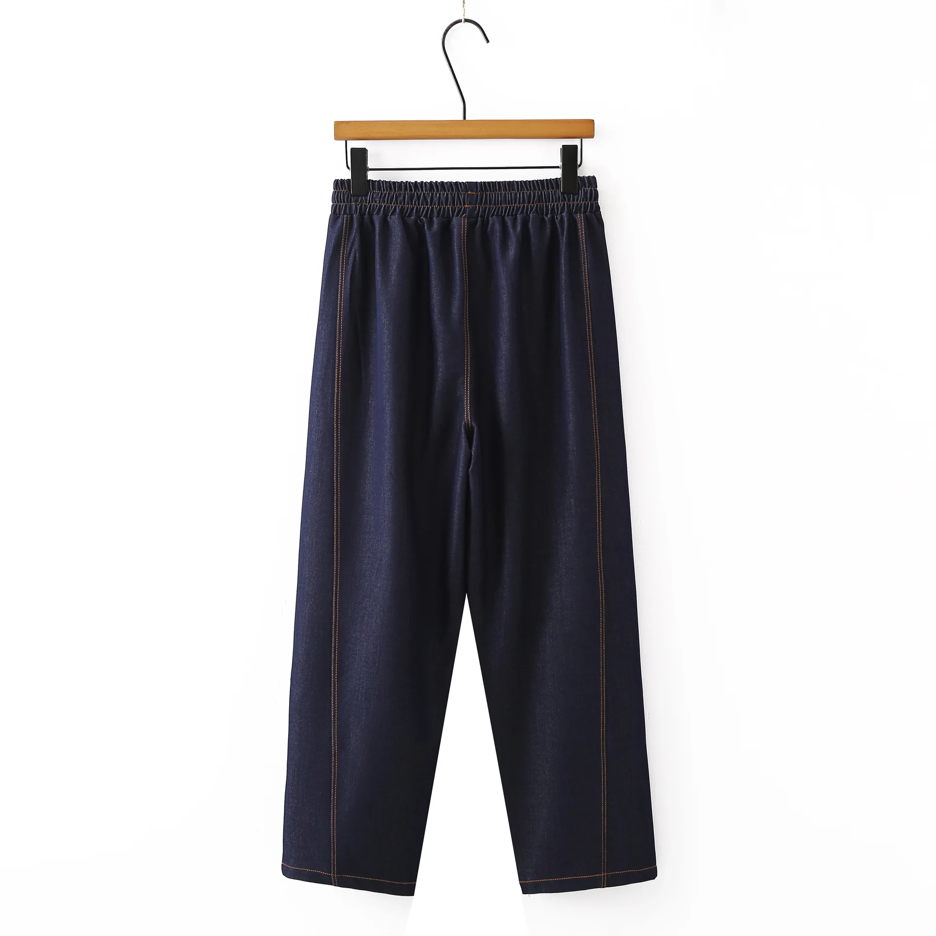 Fashion Plus Size Women's Jeans 2025 Autumn New Style Drawstring Elastic Waistline Lyocell Casual Bright Line Harem Pants 8592