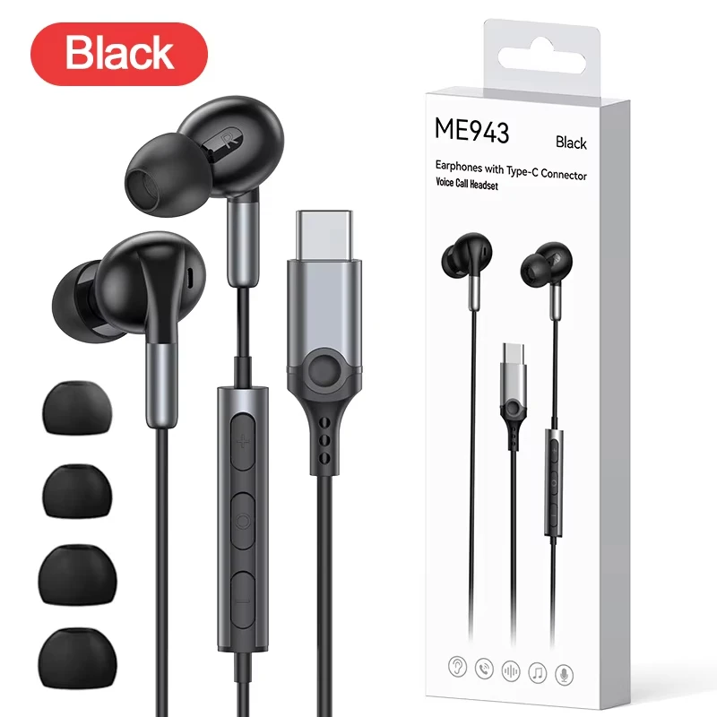 USB C Wired HIFI Stereo Headphones with Microphone and DAC Noise Cancelling Technology