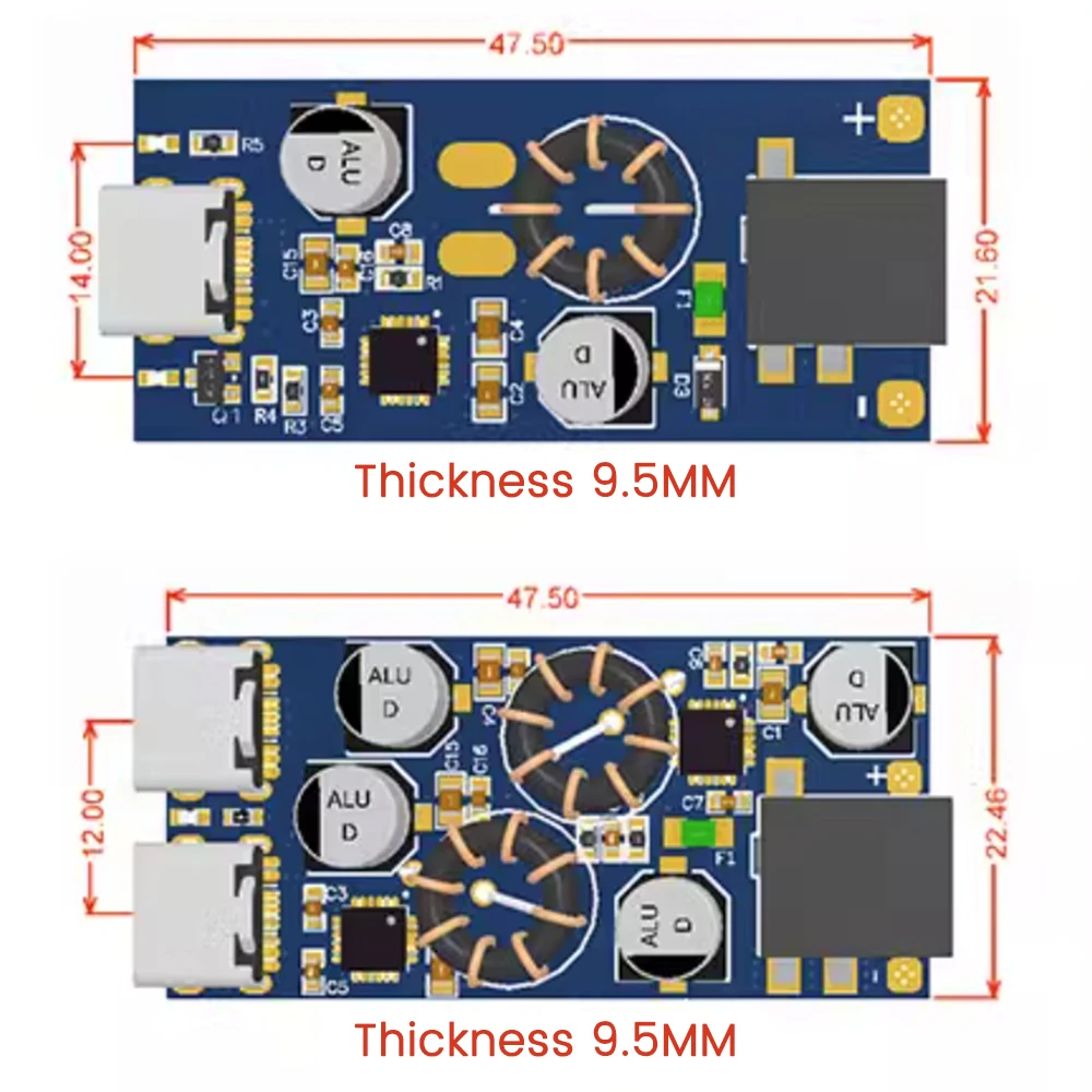 QC3.0 QC2.0 이중 USB Type-C 휴대 전화 빠른 충전 어댑터 DC7.1V-32V 3A 30W 화웨이 FCP Apple PD 용 스텝 다운 모듈