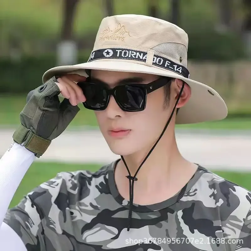 

Шляпа мужская Солнцезащитная с широкими полями, головной убор для отдыха на открытом воздухе, путешествий, велоспорта, альпинизма, работы, рыбалки, 1 шт., летняя