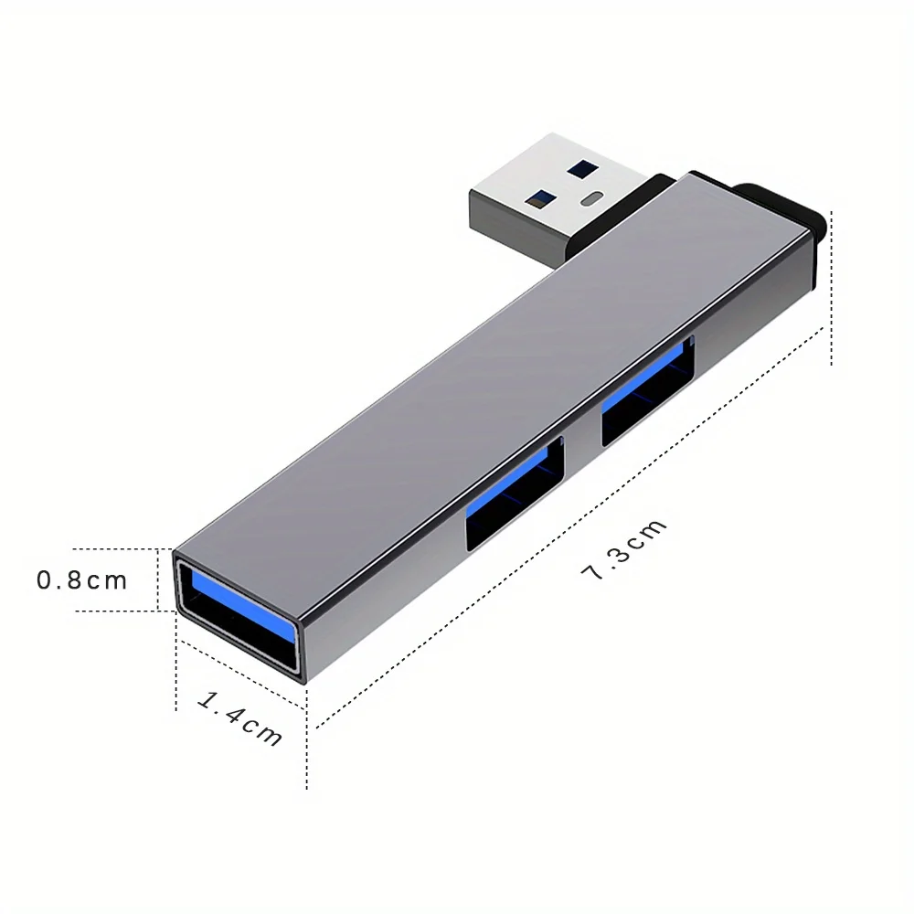 USB Hub, 3-Port Aluminum USB Hub with USB 2.0 Port and USB 3.0 Port, USB Splitter, USB Extender for Laptop, PC, Flash Drive, HDD - 3