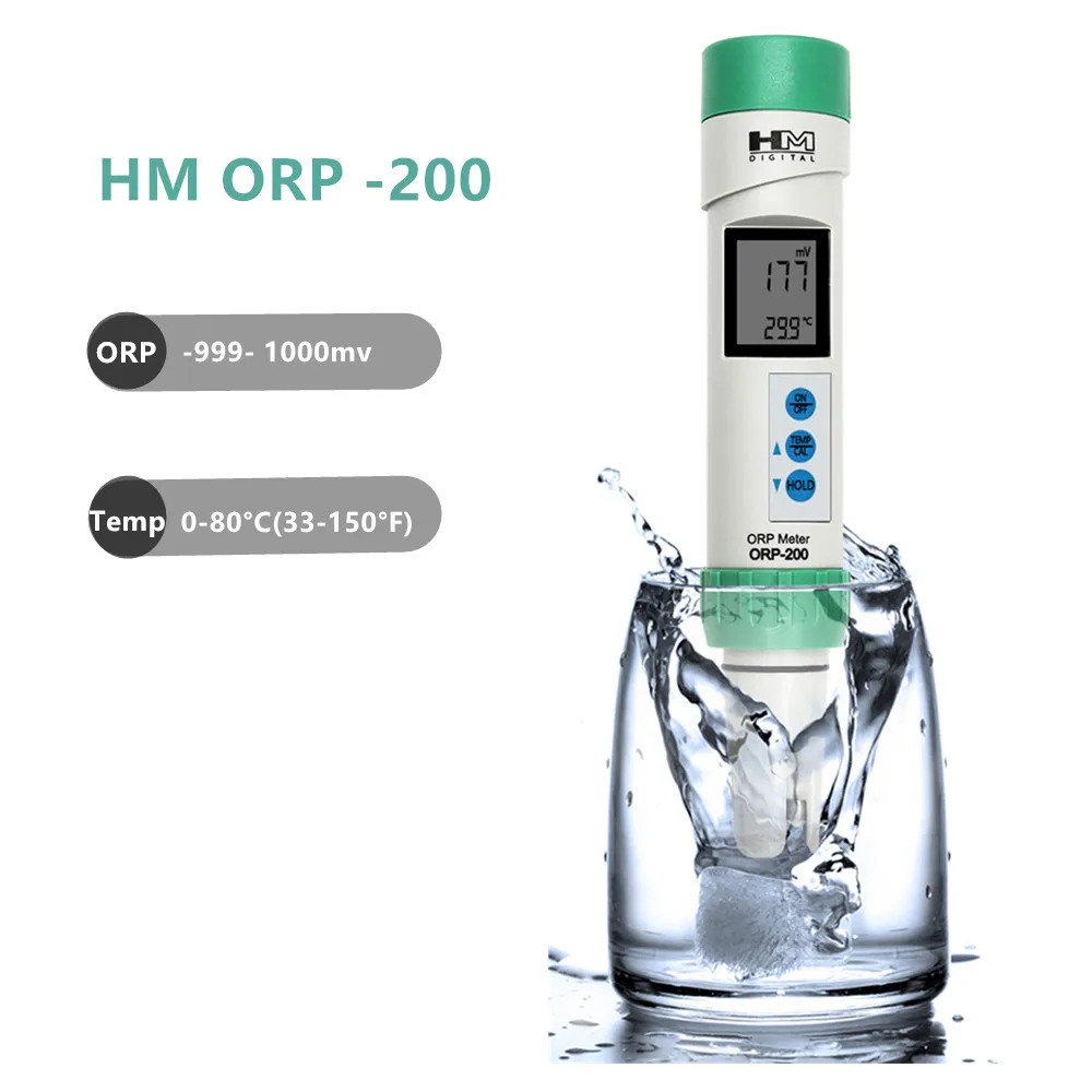 

HM ORP-200 Digital ORP Meter Temperature Redox Potential Monitor Water Quality Tester for Drinking Water Swiming Pool,Aquariums