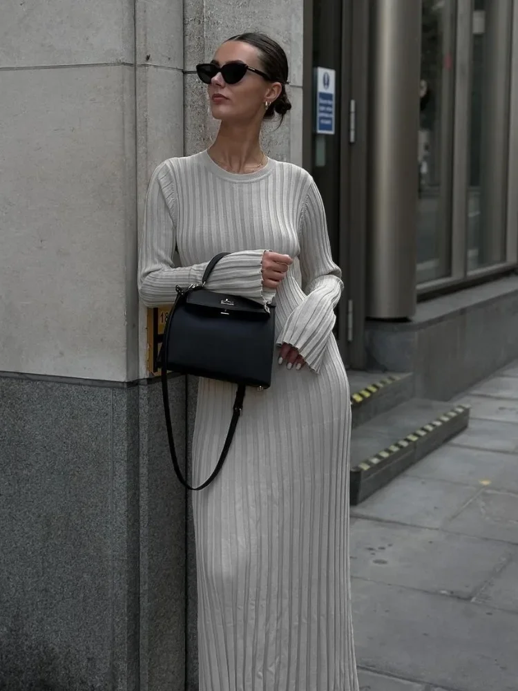 TARUXY Fall Winter New Knitted Long Dress Female Casual