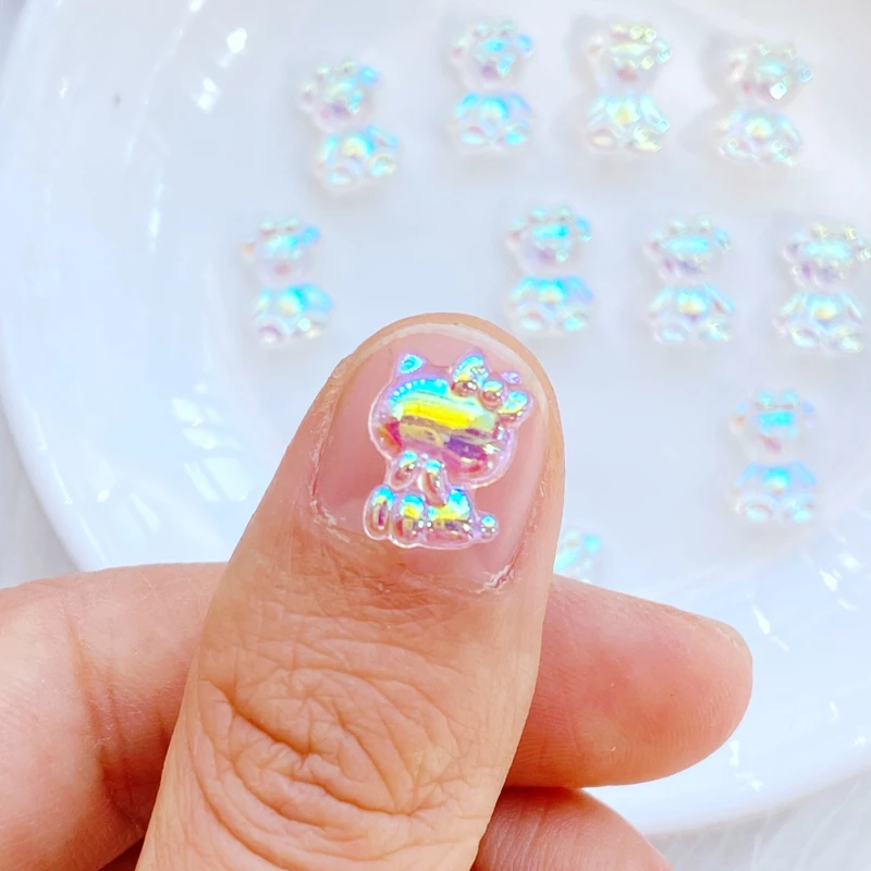 

50pcs Resin Flat Back Cartoon Shiny Cute Cat Nail Art For DIY Manicure Decorations Jewelry Making Hairwear Accessories