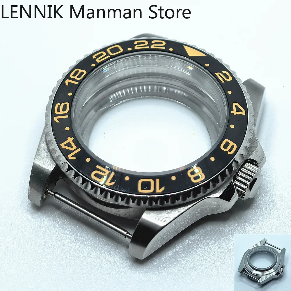 40mm Black PVD Watch Case with Transparent Back Glass