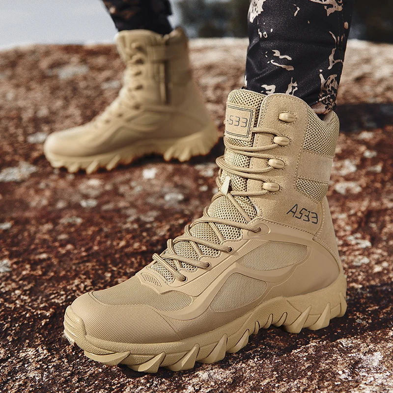 grind compenseren aardappel Nieuwe heren hoge kwaliteit merk militaire leren laarzen speciale kracht  tactische woestijn gevechten heren laarzen outdoor schoenen enkelschoenen  2022| | - AliExpress