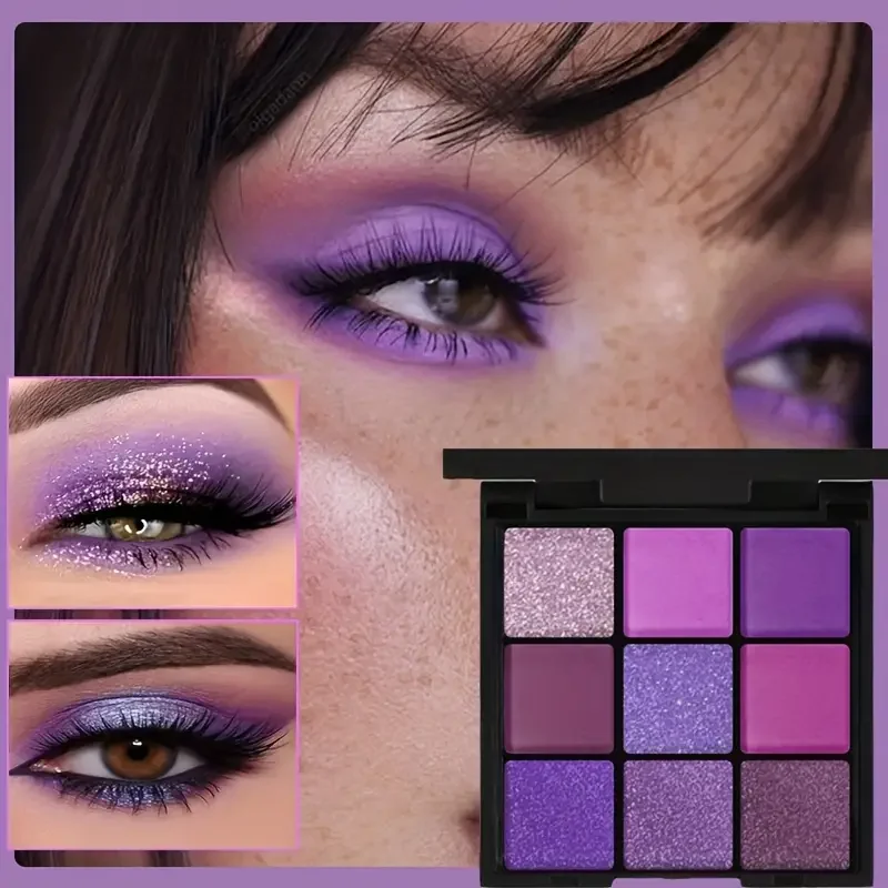 Luxurious Purple Eyeshadow Palette 9 Color Matte and Shimmering violet Eye Makeup for Creating Smoky or Natural Looks Cosmetic 2