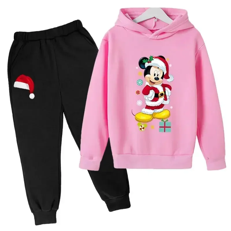 thumbnail image 1 of Conjuntos navideños para niños de Disney Mickey Mouse, ropa para niños, sudaderas con capucha y pantalones, conjunto de 2 piezas, chándales de dibujos animados para niños, ropa para niños pequeños, tr, 1 of 5