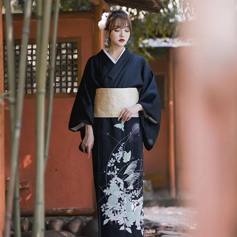 Japanese Style Bathrobe Vintage Dress Kimono Photography Travel japan style women s traditional kimono vintage bathrobe classic yukata beautiful floral prints photography dress cosplay wear