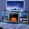 58 Inches Fireplace TV Stand for TVs up to 65 Inches Console with 18'' Electric Fireplace & Remote, Wooden Modern Entertainment 1