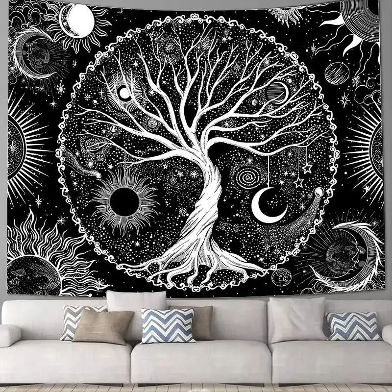 A Set Of Bohemian Style Tree Of Life Sun And Moon Elements Tapestry Decor Tapestry Decor