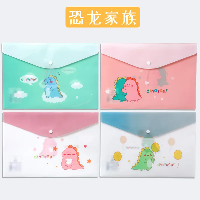A4 Transparent Bags Folders File Jackets Snap On File Pockets 4 Pieces/Pack