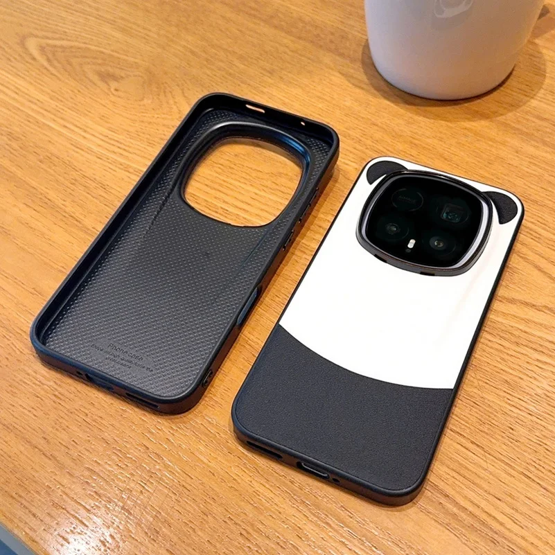 Cute Panda Leather Ring Case with Camera Protection