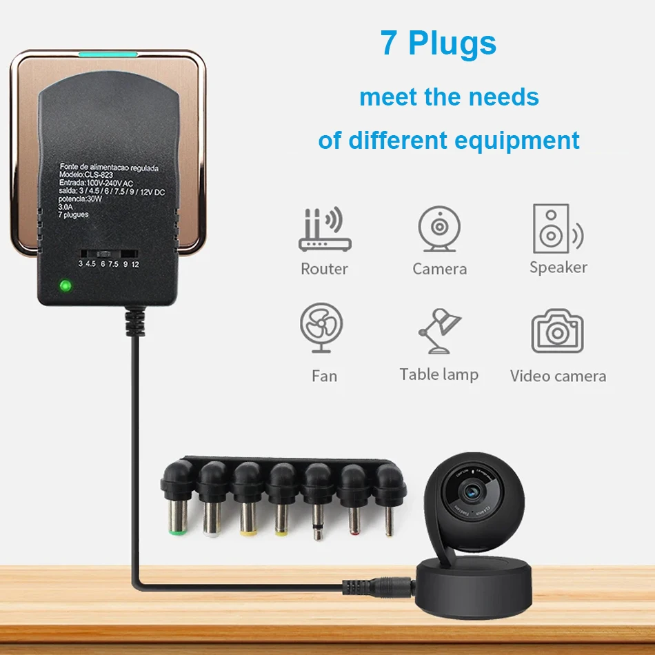 Universal Multi-Voltage Adjustable Power Supply Charger - 30W