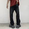 2024 street Latest designer Pattern Jacquard Jeans Looser Hollow-out Men's Pants Full Length Denim Clothing Black Blue men's pan 5
