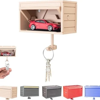 Portachiavi Creativo per Garage Auto Multifunzionale con Porta Apribile, Organizzatore di Chiavi Divertente, Facile Installazione, Gancio per Chiavi Auto