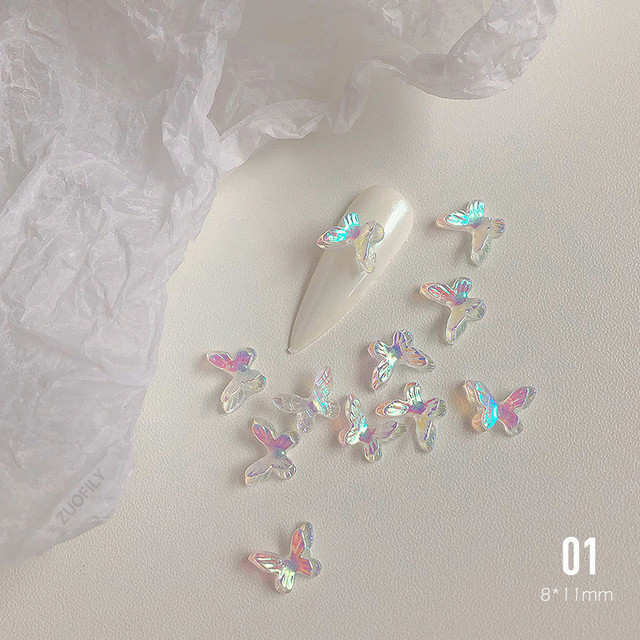 Aurora Glitter 3D Colorful Butterfly Nails Jewelry DIY Resin Manicure Decals Nail Art Decorations Accessories 2021 New