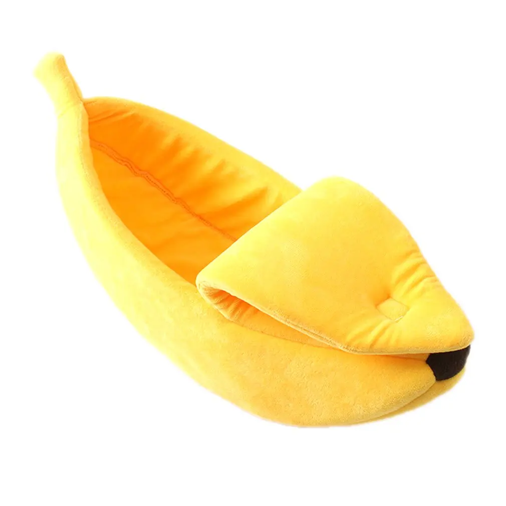 Funny Banana Shape Pets Cat Bed House Cozy Cute Bananas Puppy Cushion Kennel Warm Portable Pet Basket Supplies Mat Beds New 2024 pet hanging beds cat window mount pet cat hammock cat pet bed shelf seat beds warm cat bed house cat window hammock happet