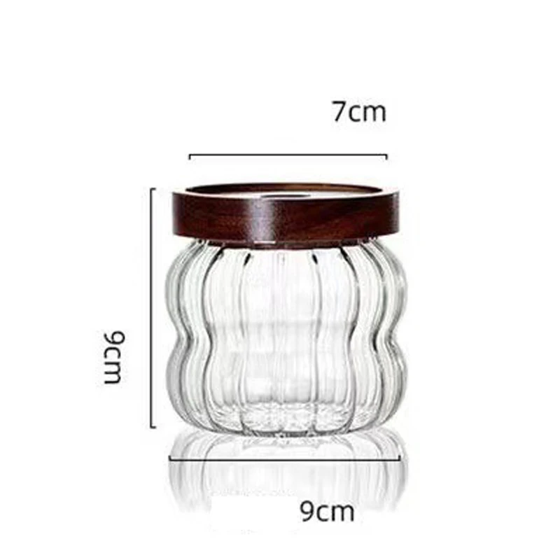 Striped Glass Storage Jar with Wood Lid