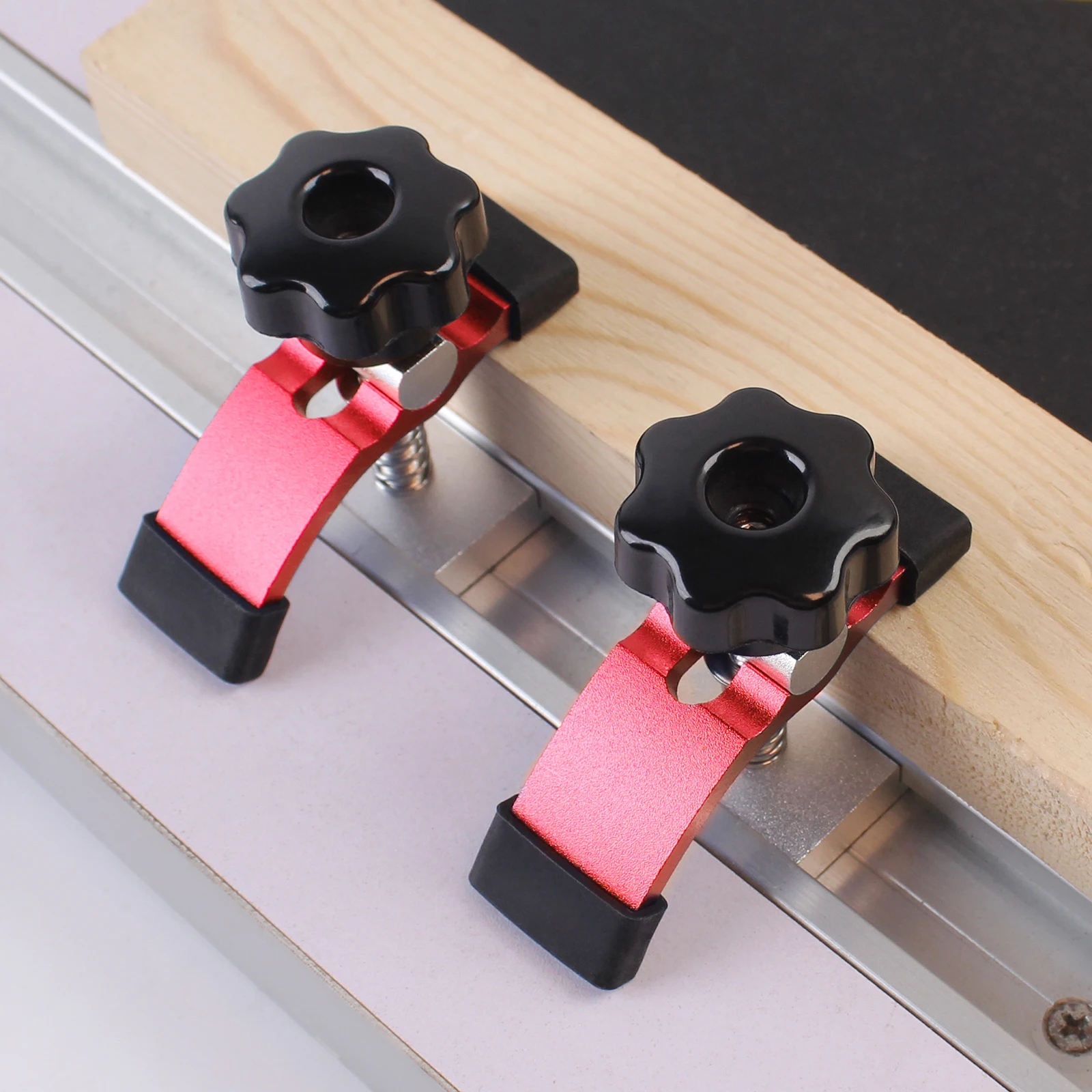 Quick Acting T-Track Hold Down Clamp with T Silder Aluminum Alloy Woodworking Clamps Jig for Routers Drill Presses CNC 1/2Pc
