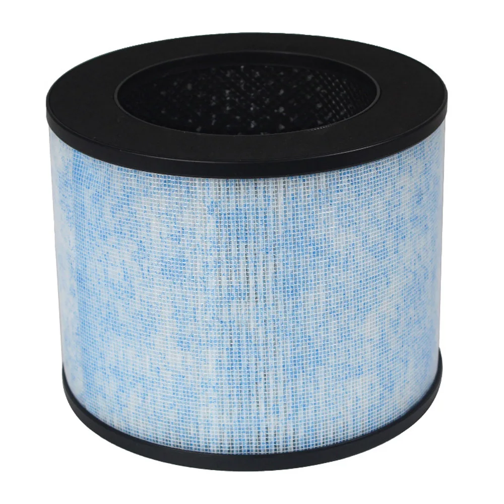 Filtre HEPA H13 retiré du purificateur d'air, montrant sa structure plissée.