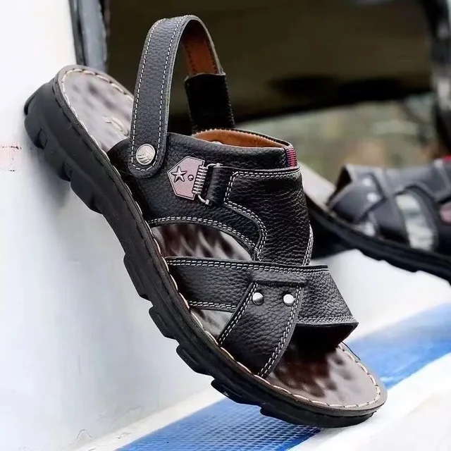 Summer Men's Sandals Soft Bottom Anti-Slip Slippers Casual Two-Purpose Beach Work Direct Sale PVC Material Comfortable Shoes