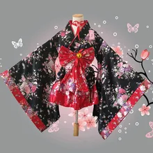 

WomenSexy Kimono Sakura Anime Costume Japanese Kimono Traditional Print Vintage Original Tradition Silk Yukata Dress S-XXXL
