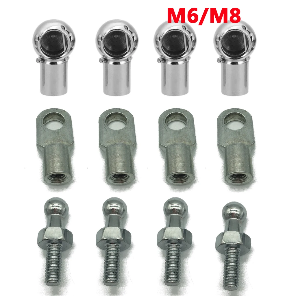 4Pcs M8/M6 Universal 10mm Rear Boot Front Bonnet Gas Strut End Fitting Connector Ball Pin Joint Valve Spring Screw gas strut fitting
