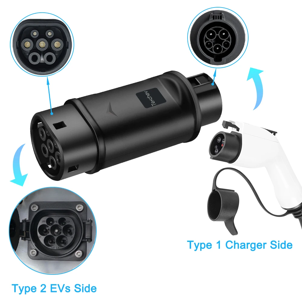 Type 1 to Type 2 Adapter Electric Vehicle Charger 2 to 1 AC Adaptor GB/T EVSE Charging Convertor For Electric Cars