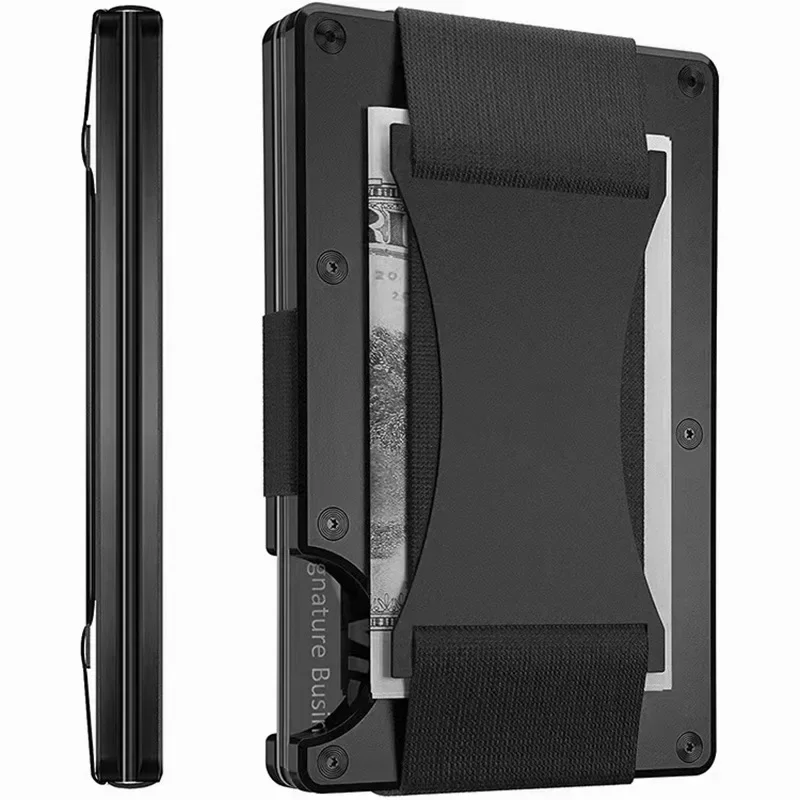 

Mens Slim Ridge Male Wallets Brand Luxury Aluminum Carbon RFID Metal Purses Designer Case Carteira Masculina Credit Card Holder