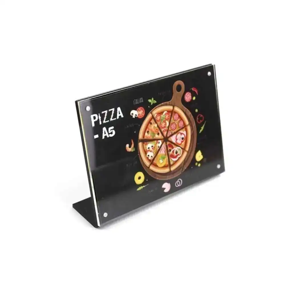 1pcs A5 Transverse L Black Acrylic Magnetic Label Holder Stand Photo Frame Menu Card Stand Advertising Poster Tag Display