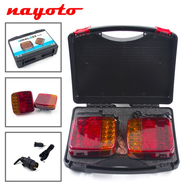 2PCS 12V 24V Wireless Magnetic LED Truck Tail Light Trailer Rear Signal Warning Brake Light Lamp Bus Caravans Campers Lorry